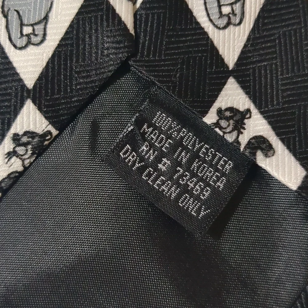 Winnie the Pooh black and white 100% polyester Disney tie